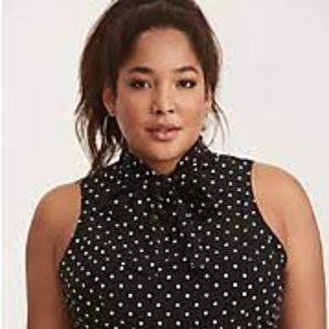 BLACK & WHITE POLKA DOT CHALLIS SWING DRESS TORRID 18